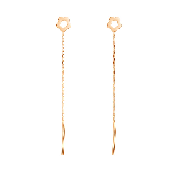 Серьги-протяжки «Цветы» из красного золота (арт. 106548) – изображение 1
