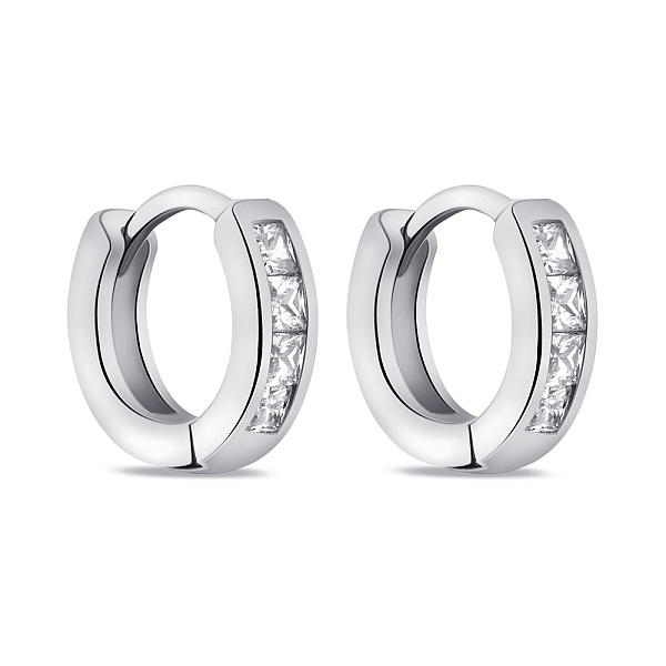 Серебряные серьги-кольца с фианитами (арт. 7502/9482/10) – изображение 1