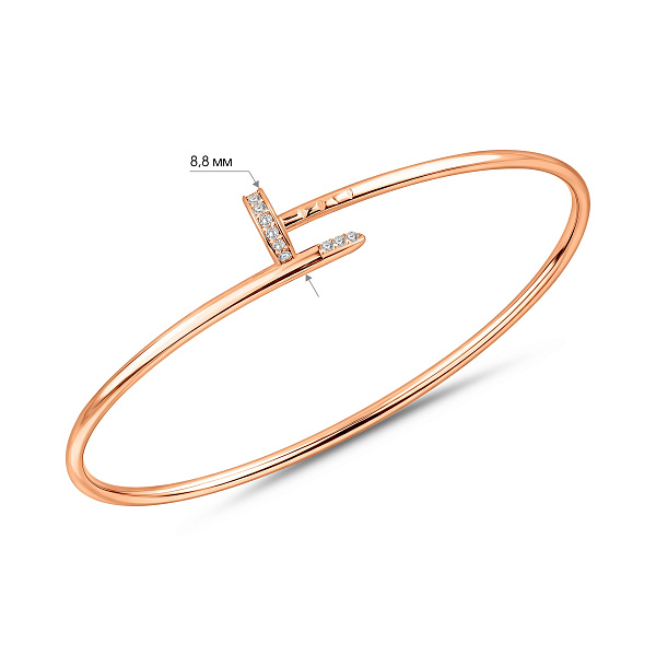 Золотой жесткий браслет Гвоздь с фианитами (арт. 3261415) – изображение 3