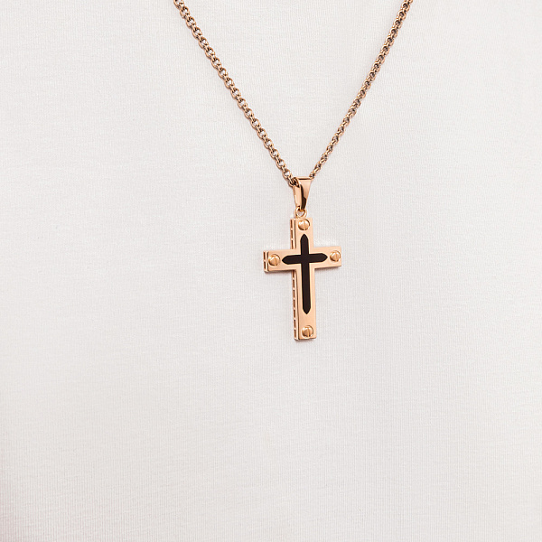 Хрестик з червоного золота з емаллю  (арт. 4401035/35еч) – зображення 2