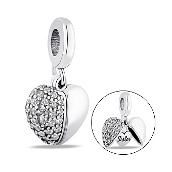 Фото Серебряный подвес-шарм Сердце с фианитами (арт. 7903/4532)