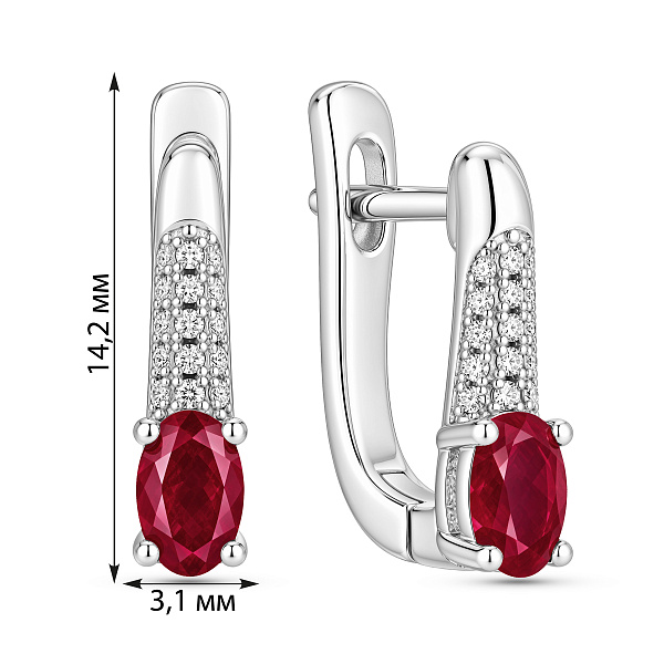 Серебряные серьги с рубином и фианитами (арт. 7502/10603Р) – изображение 2
