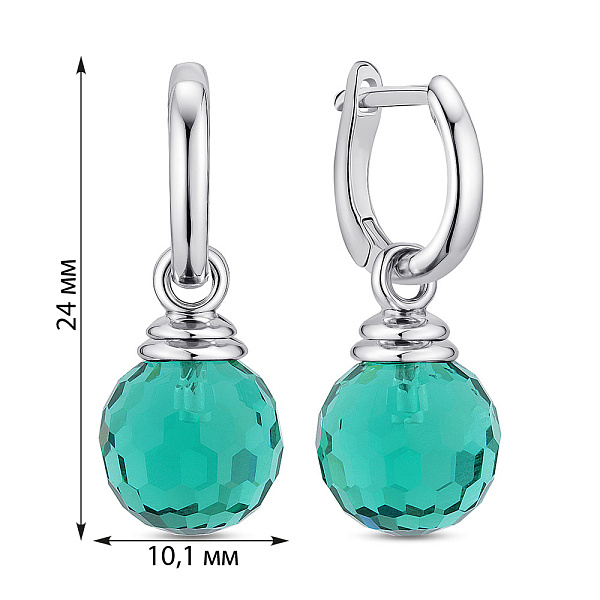 Серебряные серьги-подвески с крупным зеленым фианитом (арт. 7502/2184737цз) – изображение 2