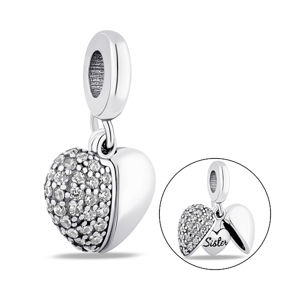 Серебряный подвес-шарм Сердце с фианитами (арт. 7903/4532) – изображение 1