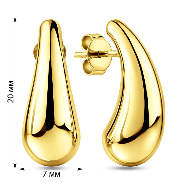 Серьги из желтого золота Капля (арт. 111448ж) – изображение 4