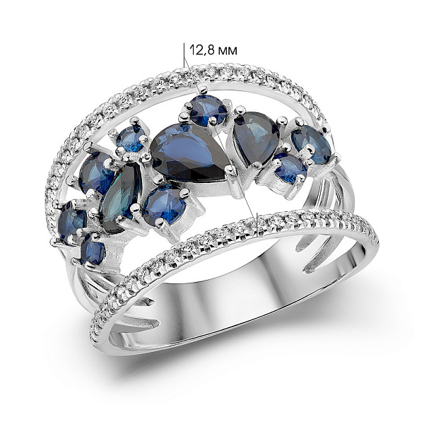 Золотое кольцо с сапфирами и бриллиантами (арт. 1191377202с) – изображение 2