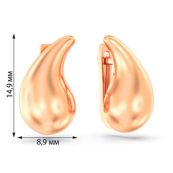 Серьги Капли из красного золота (арт. 1101212) – изображение 2
