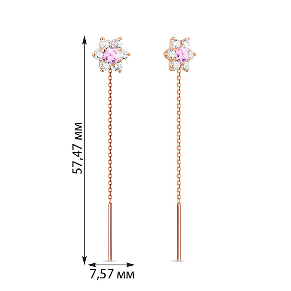 Детские серьги-протяжки из красного золота (арт. 110836р) – изображение 2