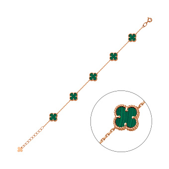 Золотий браслет Конюшина з малахітом (арт. 341495/8млх)