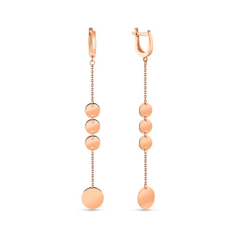 Длинные золотые серьги-подвески "Монеты" (арт. 109259)