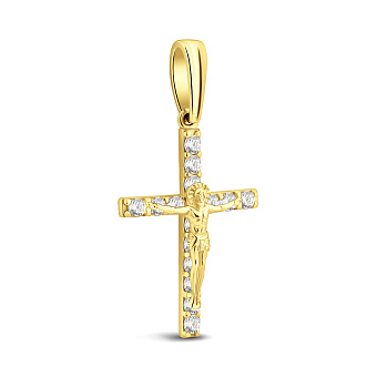 Золотой нательный крестик с распятием (арт. 501388ж)