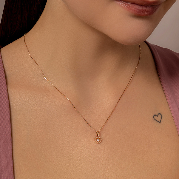 Подвес "Сердце" из красного золота с фианитами (арт. 440692) – изображение 3