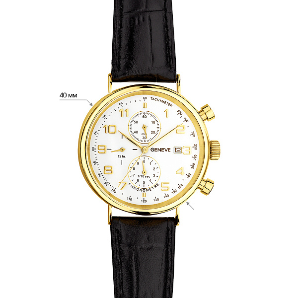 Золотий годинник зі шкіряним ремінцем (арт. 260238жбч) – зображення 5