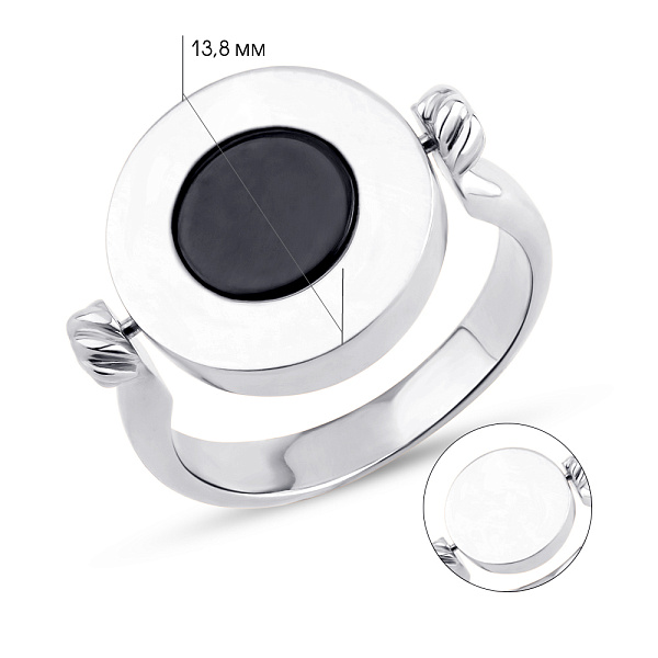 Каблучка з білого золота з оніксом (арт. 155662бо) – зображення 4