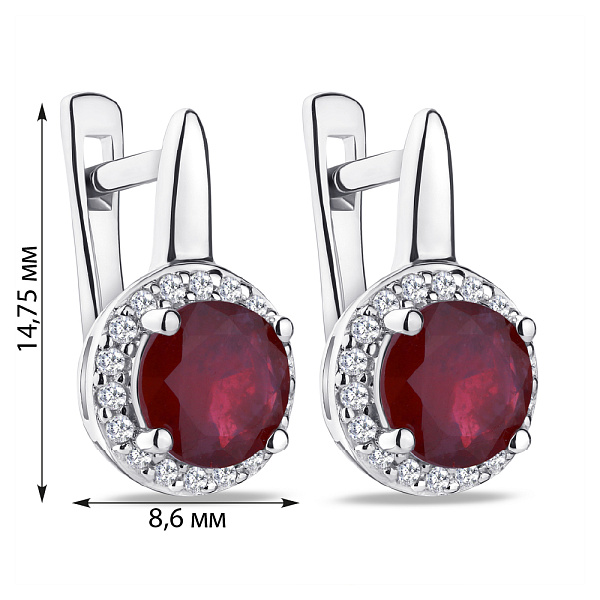 Сережки из серебра с рубином и фианитами  (арт. 7002/4044Р) – изображение 2