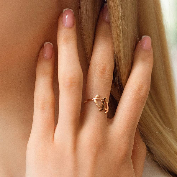 Кольцо из красного золота "Ветка" без камней (арт. 140918) – изображение 3