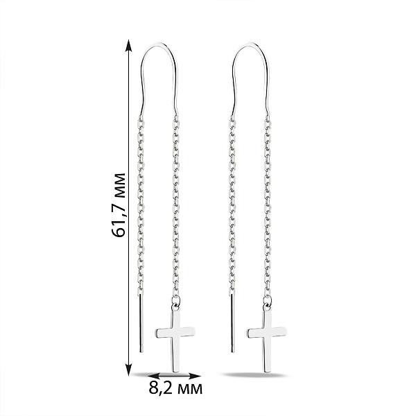 Срібні сережки-протяжки Хрестики (арт. 7502/4917) – зображення 2