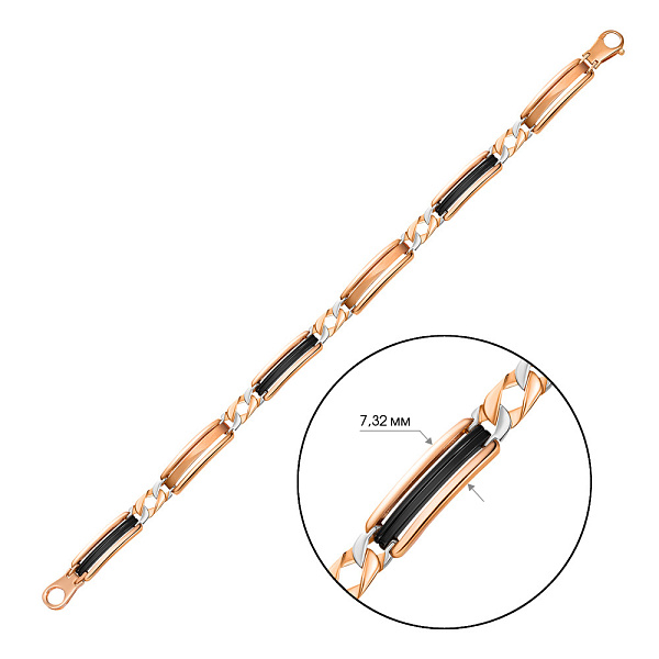 Чоловічий браслет з червоного золота з оніксом (арт. 324834кбом) – зображення 2