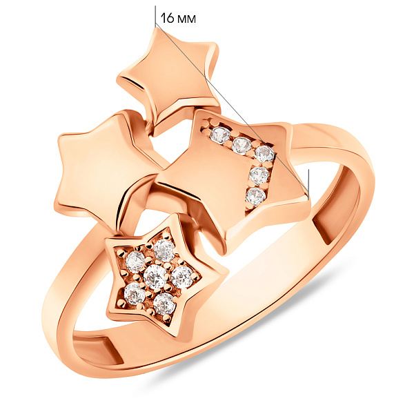 Золота каблучка Зірки з фіанітами (арт. 155883) – зображення 5