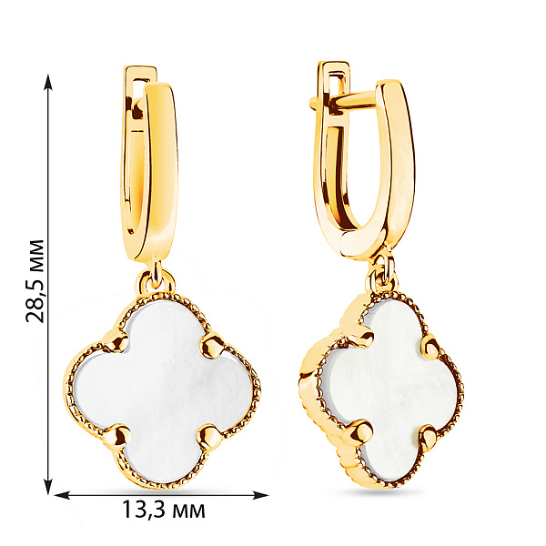 Серьги-подвески из желтого золота с перламутром (арт. 105693/15жп) – изображение 2