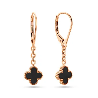 Золоті сережки-підвіски з оніксом (арт. 1091536/8о)