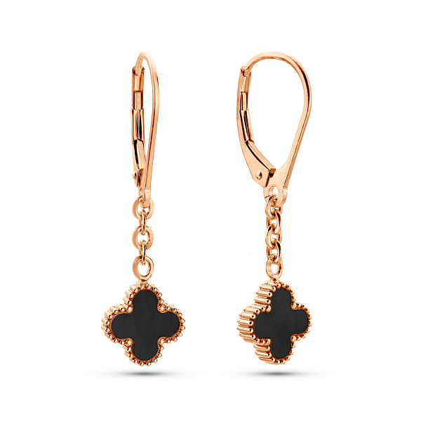 Золоті сережки-підвіски з оніксом (арт. 1091536/8о) – зображення 1