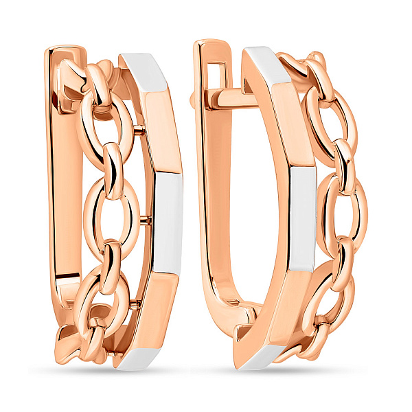 Золоті сережки "Ланки" з родіюванням (арт. 108714р) – зображення 1