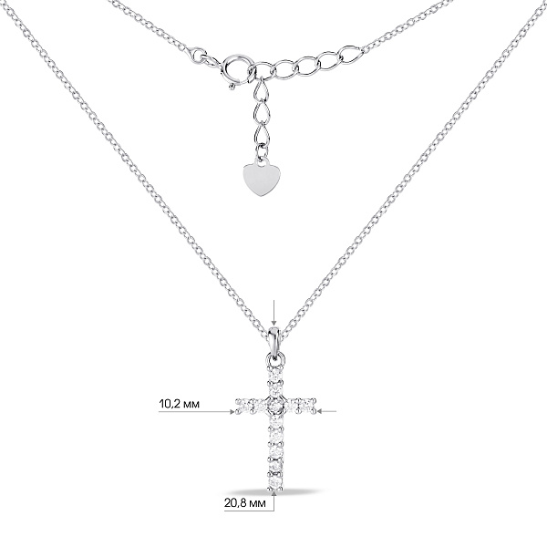 Серебряное колье с подвеской крест с фианитами (арт. 7507/2667) – изображение 3