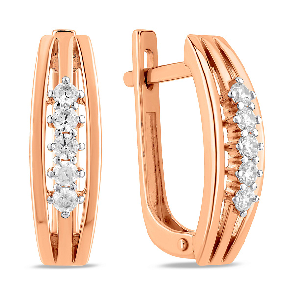 Золотые серьги с фианитами (арт. 111116) – изображение 1