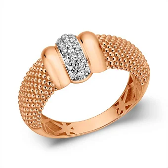 Кольцо из красного золота с фианитами (арт. 156718)
