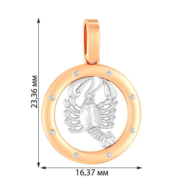 Золотой подвес "Рак" с фианитами (арт. 440667) – изображение 6