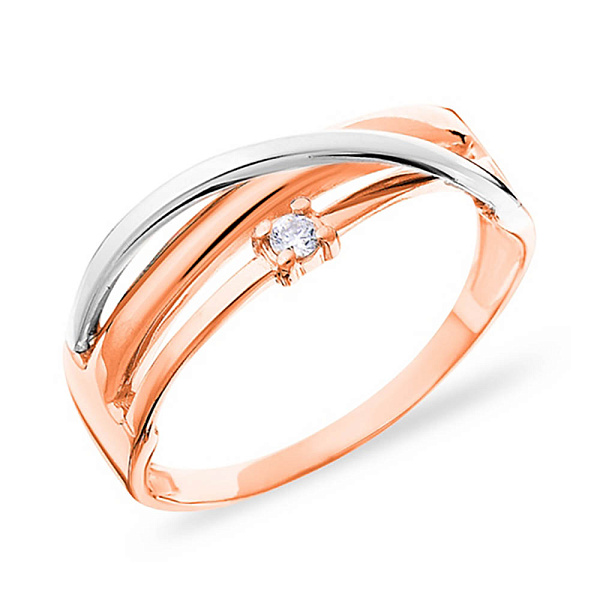 Золотое кольцо Синергия с фианитом (арт. 140530) – изображение 1