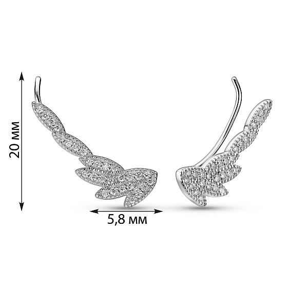 Бриллиантовые серьги-клаймберы из белого золота (арт. С011788020б) – изображение 2
