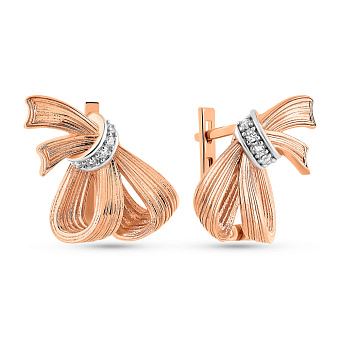 Золотые серьги Бантики с фианитами (арт. 111303)