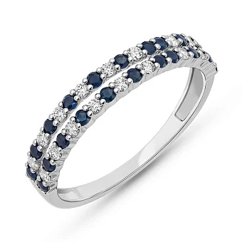 Золота каблучка з діамантами та сапфірами (арт. К011883бс)