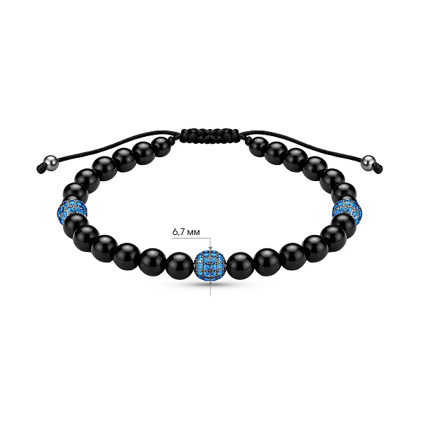 Браслет із шовковою ниткою з бірюзою (арт. 7309/5353ччБо) – зображення 2