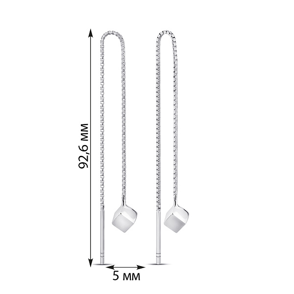 Серебряные серьги протяжки без камней (арт. 7502/9970) – изображение 2