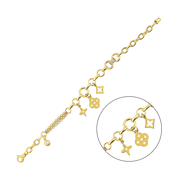 Массивный золотой браслет с дорожкой из фианитов (арт. 3261406жП4) – изображение 1