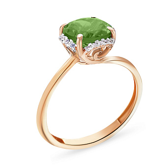 Фото Золотое кольцо с хризопразом (арт. 140561Пх)