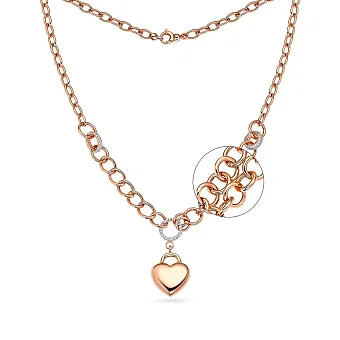 Кольє «Серце» з червоного золота з фіанітами (арт. 352005)