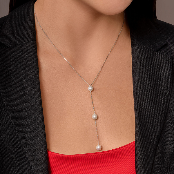 Кольє з білого золота з перлами (арт. 360358б) – зображення 3