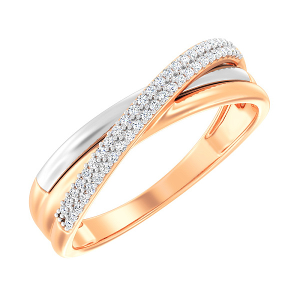 Каблучка з червоного та білого золота з діамантами (арт. К011085010кб) – зображення 1