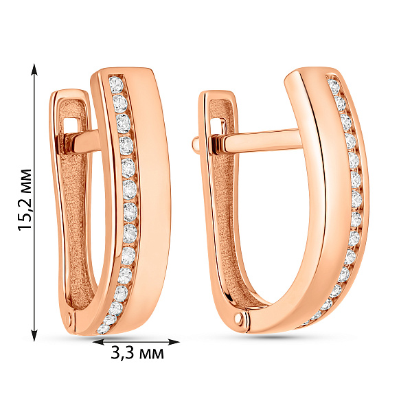 Серьги из красного золота с дорожкой из фианитов (арт. 110485) – изображение 2