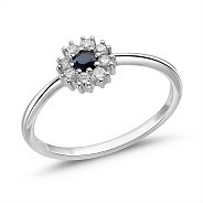 Золота каблучка з діамантами та сапфіром (арт. К011692бс)