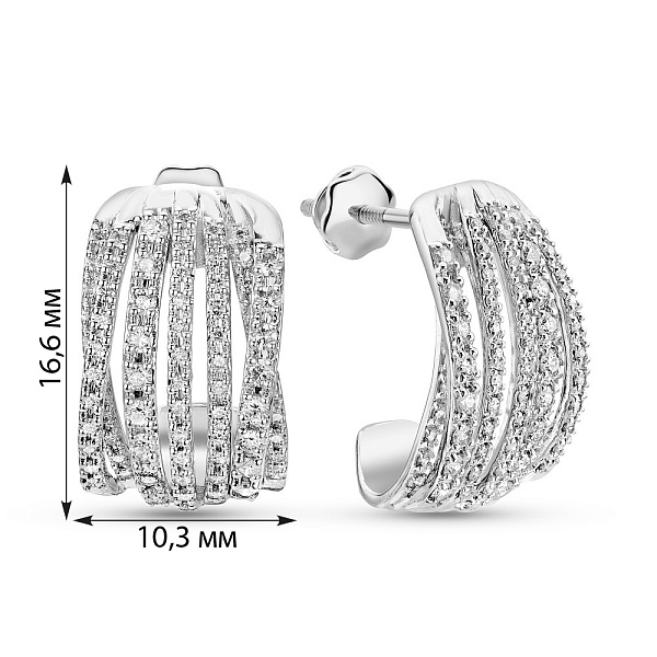Серьги из белого золота с бриллиантами (арт. С341463060б) – изображение 3