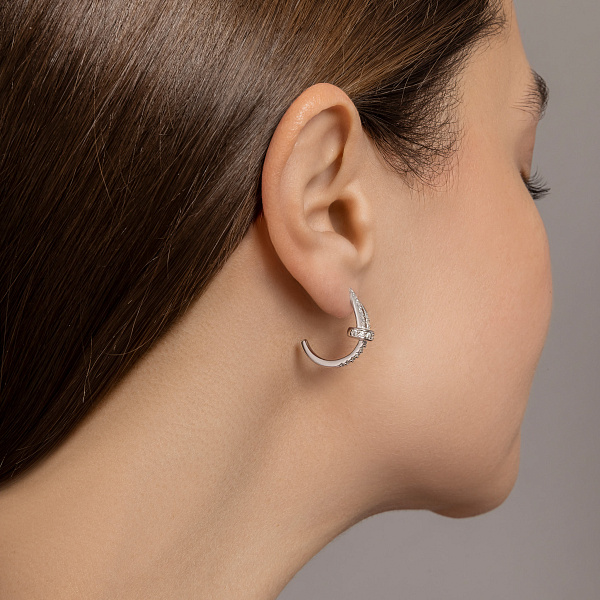 Срібні пусети Цвях з доріжкою з фіанітів (арт. 7518/7334) – зображення 4