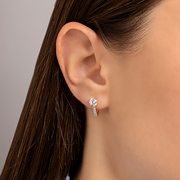 Сережки з червоного золота з фіанітами (арт. 111264) – зображення 3