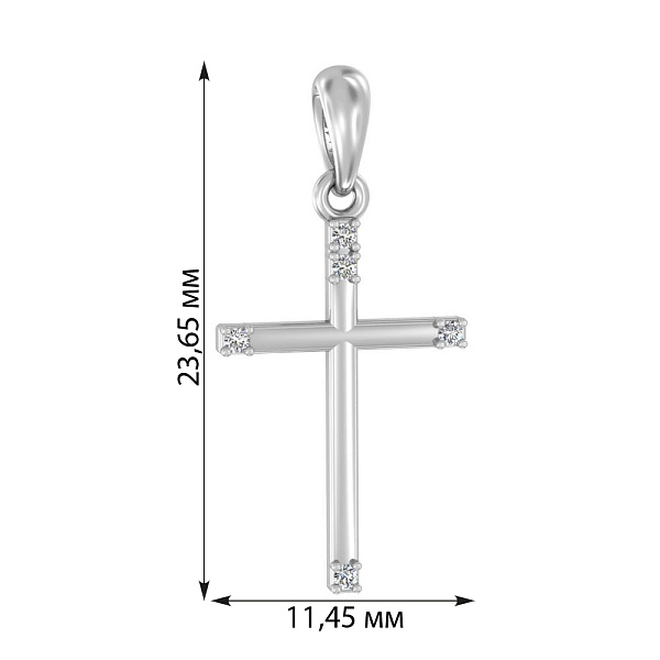 Хрестик з білого золота з діамантами (арт. П011383005б) – зображення 2