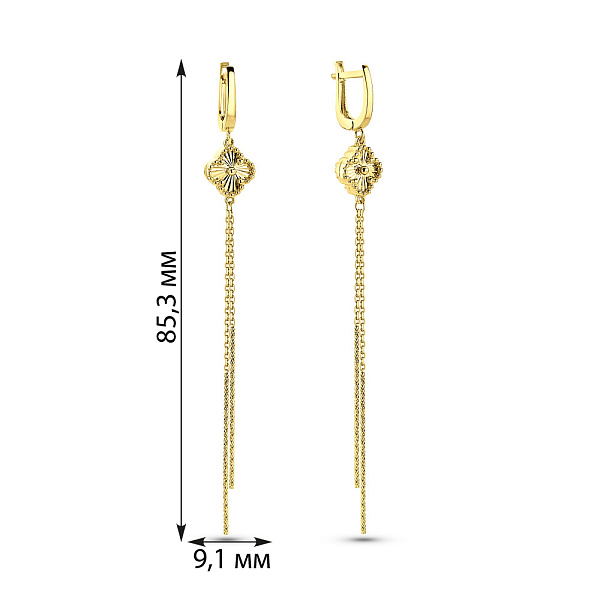 Серьги-подвески из желтого золота (арт. 109687/10жа) – изображение 3