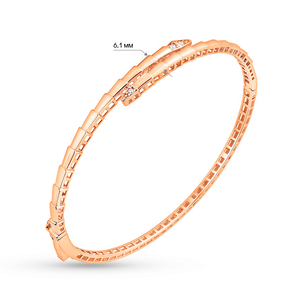 Жесткий браслет из красного золота с фианитами (арт. 3261297) – изображение 2
